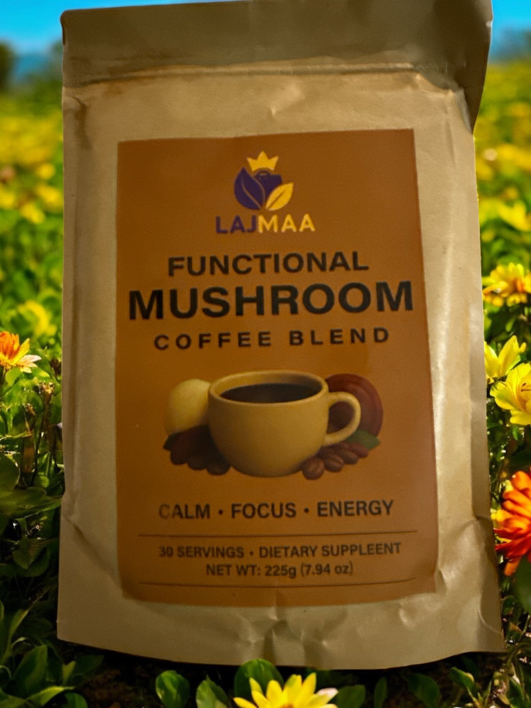 LAJMAA Functional Mushroom Coffee Blend – Calm • Focus • Energy