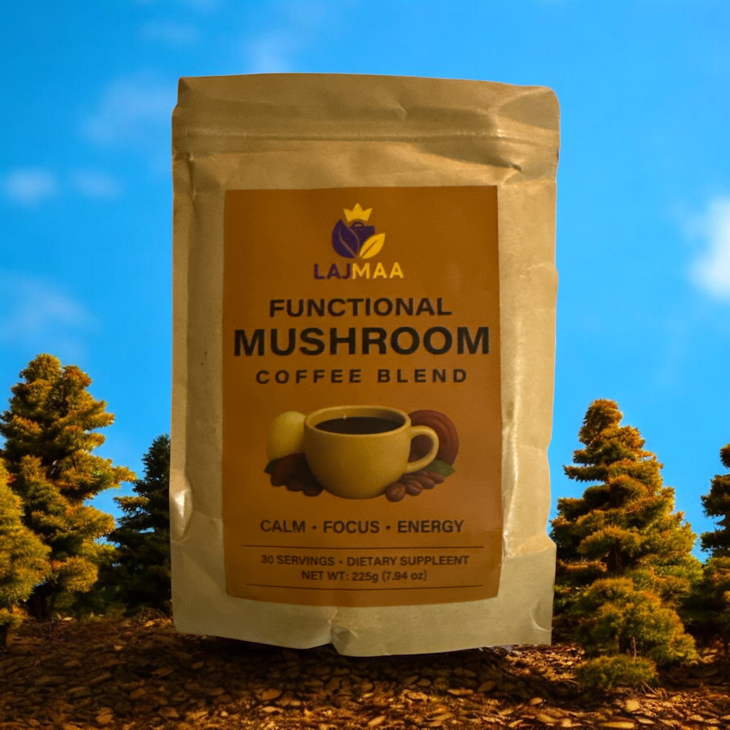 LAJMAA Functional Mushroom Coffee Blend – Calm • Focus • Energy